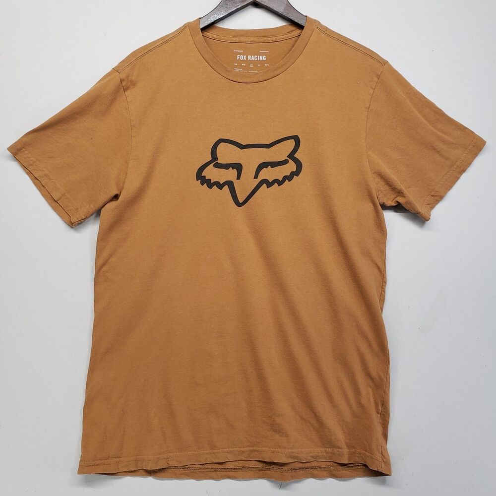 Fox Racing Short Sleeve T-Shirt Large Brown Orange Fox Head Logo
